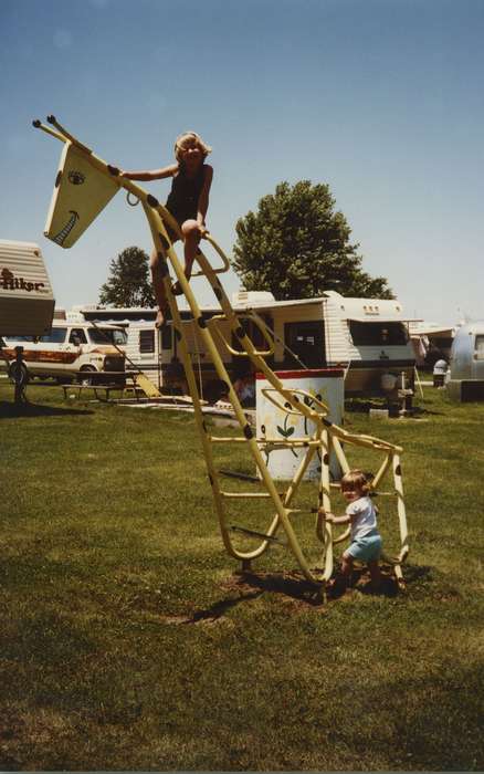 rv, history of Iowa, Iowa History, Larsen, Carol, jungle gym, camper, Iowa, Cedar Rapids, IA, Children, Leisure, park, camping