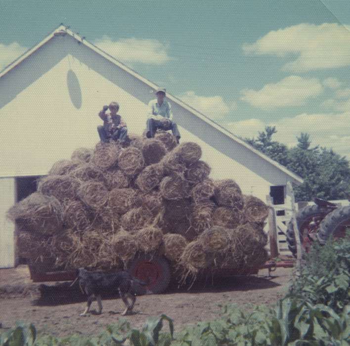 Portraits - Group, tractor, Iowa History, Iowa, hay, dog, Farms, Albia, IA, Maddy, Jodi, Barns, history of Iowa