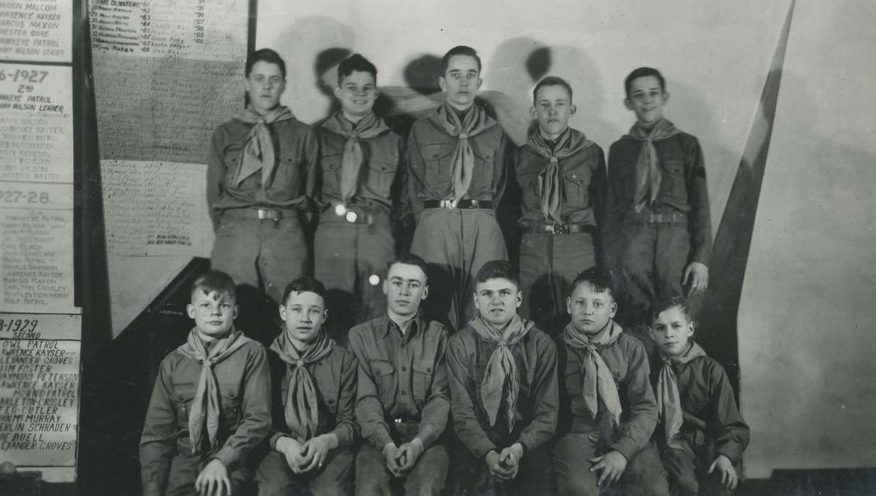 Portraits - Group, Iowa History, Iowa, McMurray, Doug, history of Iowa, Woodward, IA, Children, boy scouts