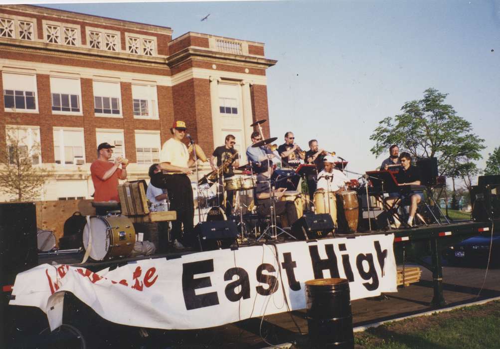 history of Iowa, band, stage, Entertainment, Iowa History, high school, drum, instrument, Iowa, Schools and Education, Waterloo, IA, East, Ed