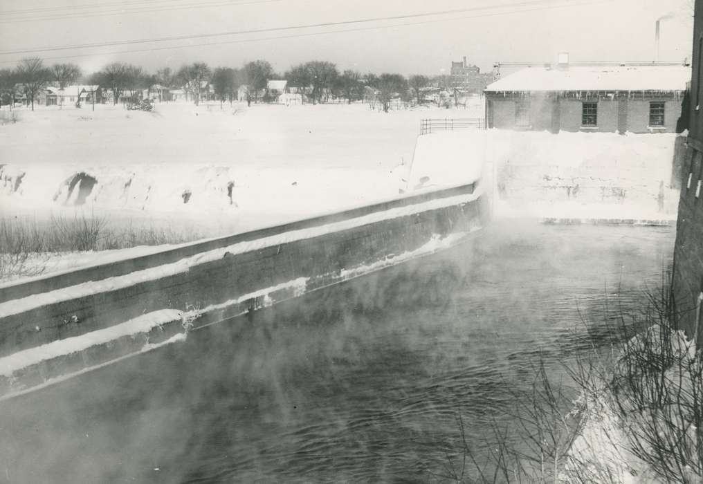 Waverly, IA, cedar river, history of Iowa, snow, ice, brick building, Iowa, correct date needed, Waverly Public Library, Iowa History, Landscapes, Winter