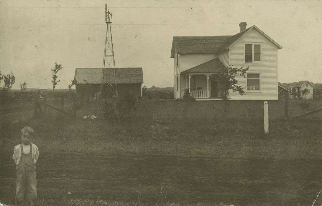 IA, Palczewski, Catherine, overalls, Homes, history of Iowa, Children, Farms, Iowa, Portraits - Individual, boy, windmill, Iowa History