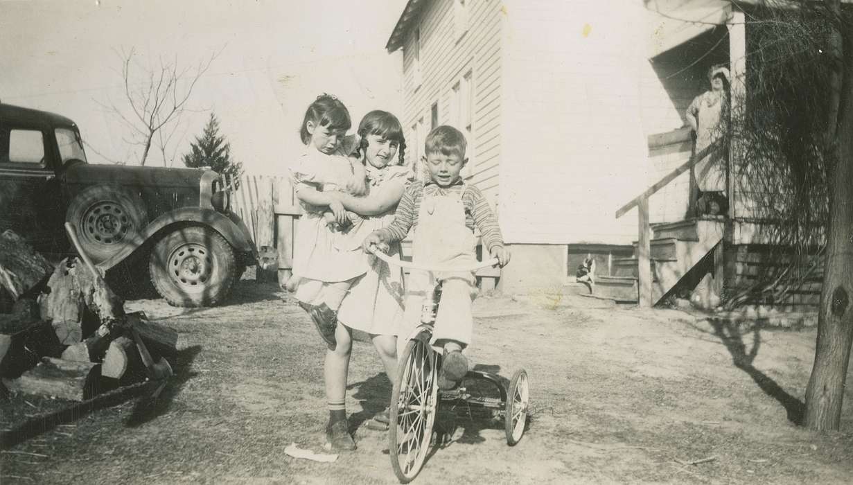 Portraits - Group, history of Iowa, Iowa History, truck, Sherrill, IA, Iowa, tricycle, Homes, Children, Fredericks, Robert, Farms
