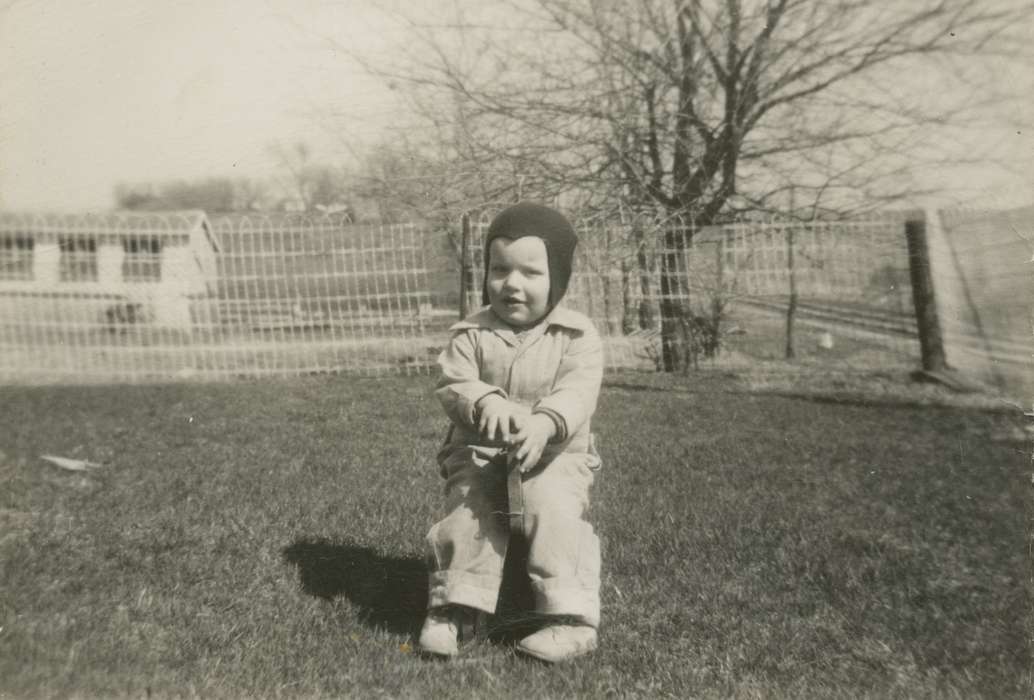 Iowa, grass, toy, Holland, John, Tracy, IA, Children, Portraits - Individual, fence, history of Iowa, Iowa History