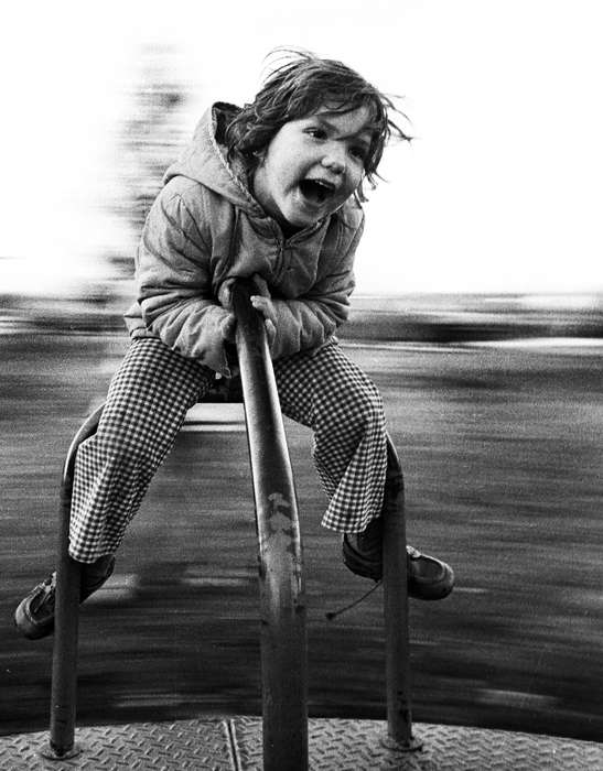 history of Iowa, gingham, Ottumwa, IA, Iowa History, smile, merry-go-round, coat, Iowa, Lemberger, LeAnn, Children, Leisure, Portraits - Individual