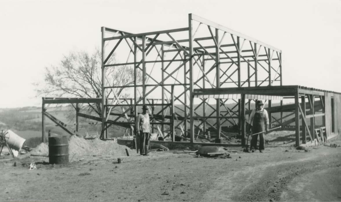 Labor and Occupations, construction, Iowa History, Portraits - Group, Toledo, IA, building, history of Iowa, Iowa, building framework, Cech, Mary