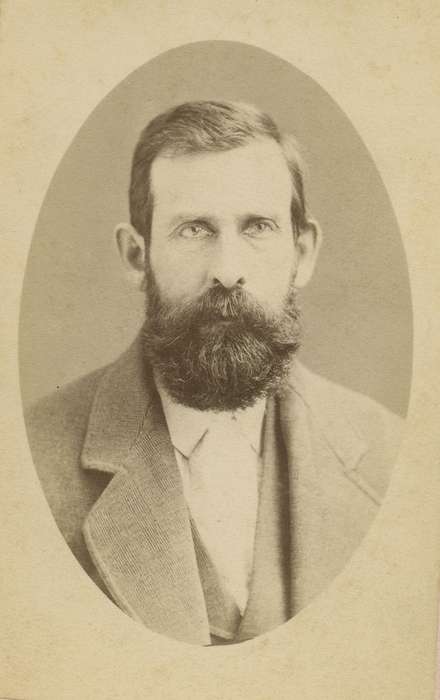 carte de visite, Iowa, Olsson, Ann and Jons, Portraits - Individual, beard, Maquoketa, IA, man, mustache, history of Iowa, Iowa History