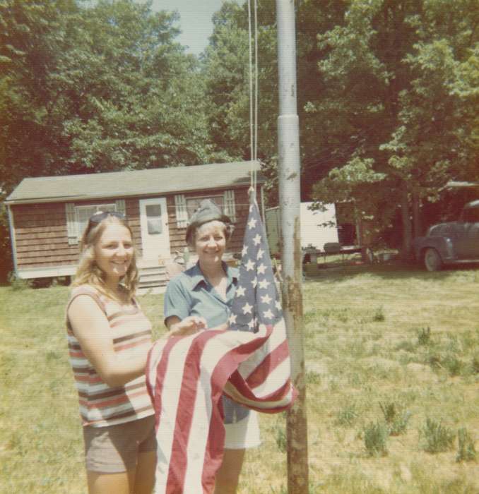 flag, Maddy, Jodi, gambling, history of Iowa, american flag, Iowa, Portraits - Group, Iowa History, flagpole, Leisure, Agency, IA