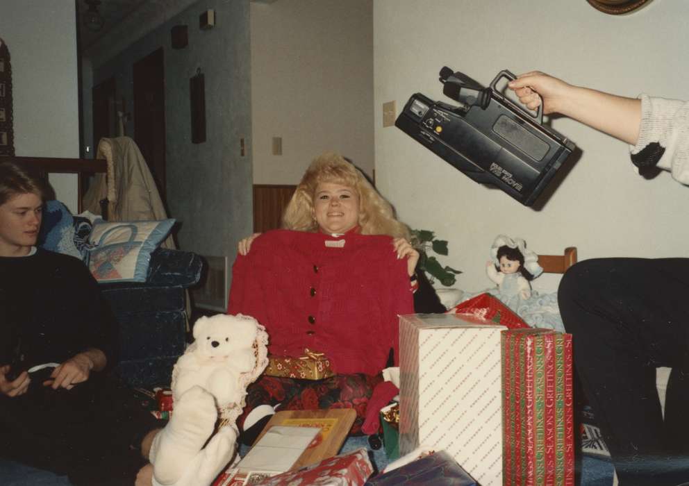 video camera, christmas, history of Iowa, Iowa History, IA, presents, Holidays, Iowa, Theis, Virginia, Homes, camera, Portraits - Individual