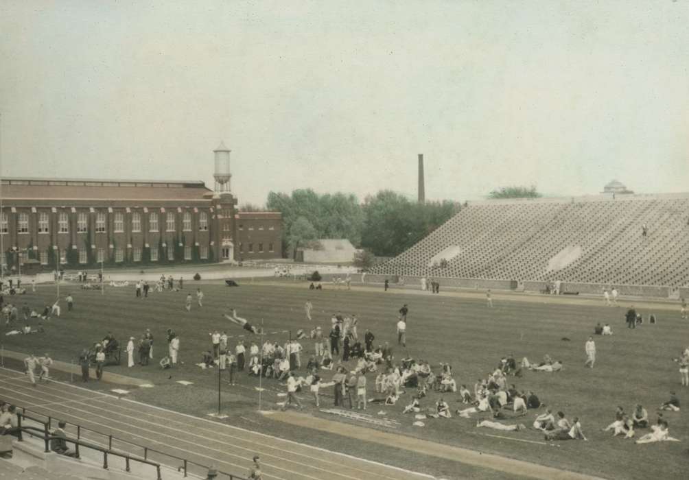 iowa state university, history of Iowa, Iowa History, Ames, IA, isu, track and field, water tower, Iowa, colorized, Sports, McMurray, Doug, track