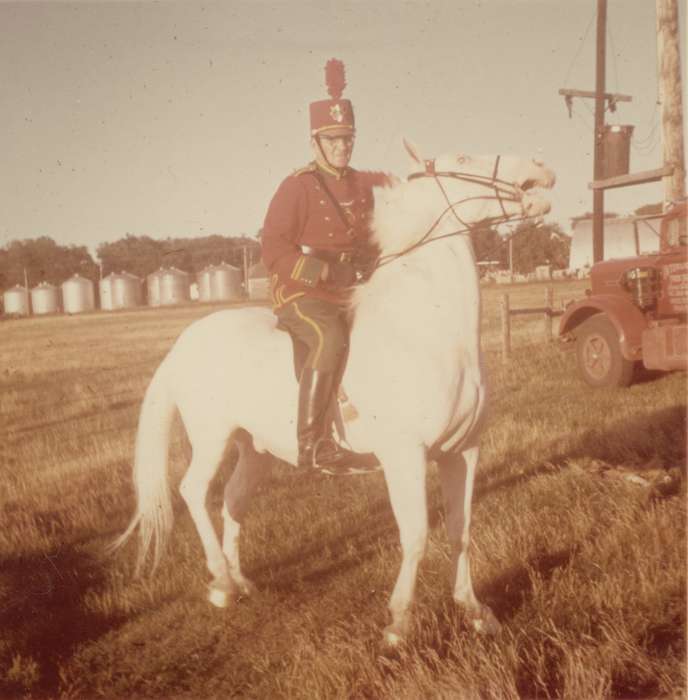 Fairs and Festivals, IA, Mary, Buell, uniform, history of Iowa, costume, Animals, Iowa, white horse patrol, horse, Iowa History