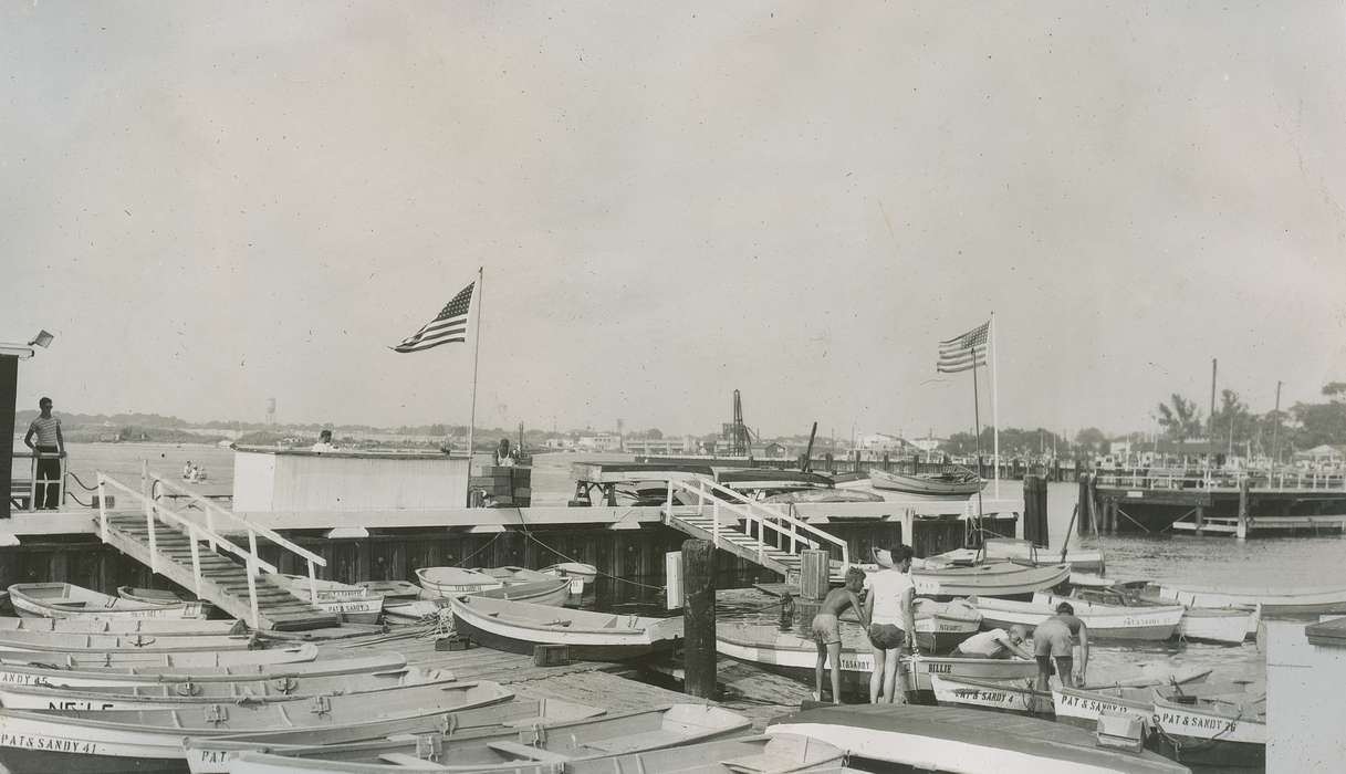 flag, Travel, boats, history of Iowa, dock, Wall, NJ, McMurray, Doug, crab fishing, Iowa, Lakes, Rivers, and Streams, Children, Iowa History, Outdoor Recreation