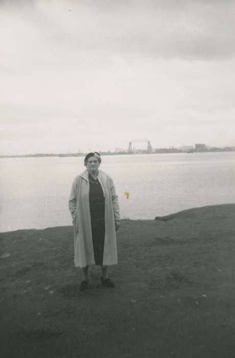 Clear Lake, IA, Iowa History, Leisure, Iowa, history of Iowa, Garrison, Ginnie, beach, Portraits - Individual, lake, trenchcoat
