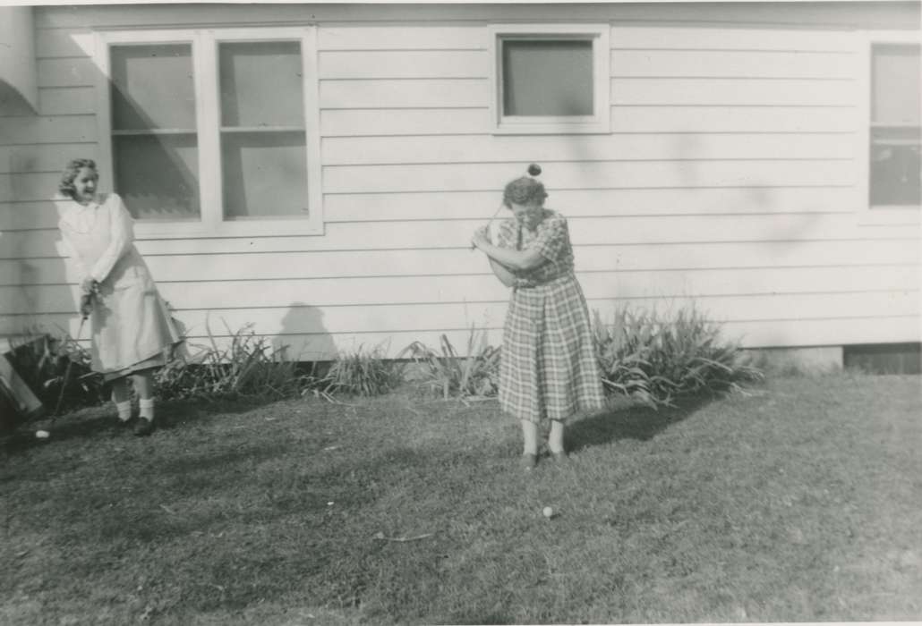 Cech, Mary, golf ball, Iowa History, Leisure, Vining, IA, Iowa, history of Iowa, lawn, Families, window, golf