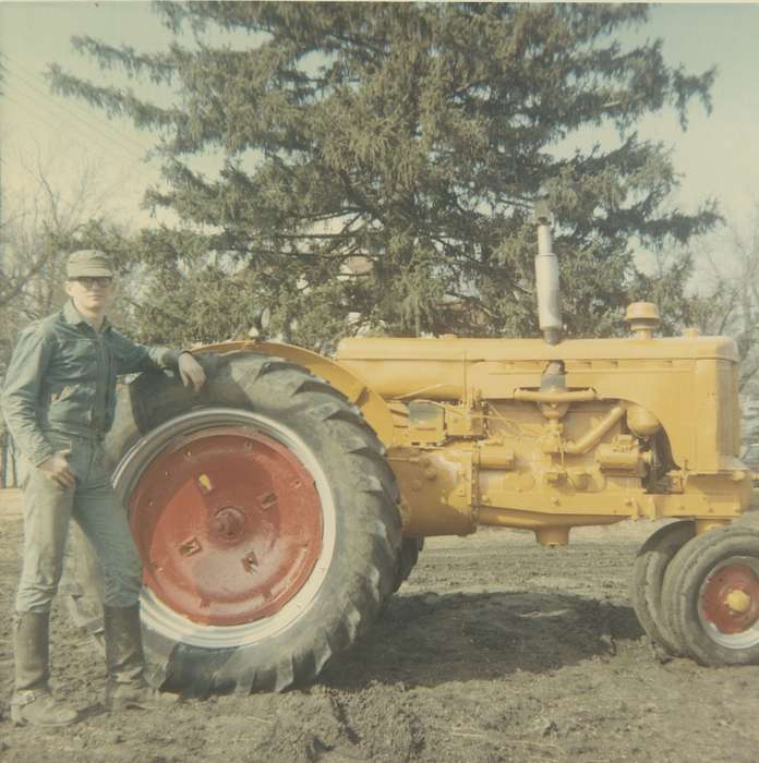 Farming Equipment, mud, history of Iowa, Iowa History, Labor and Occupations, Motorized Vehicles, boots, tractor, Hansell, IA, Malcolm, Cindy, Iowa, Farms, Portraits - Individual