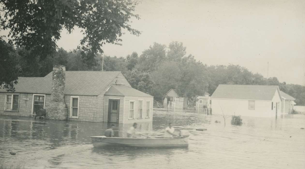 Floods, history of Iowa, Iowa History, Webster City, IA, Iowa, Cities and Towns, boat, McMurray, Doug, house
