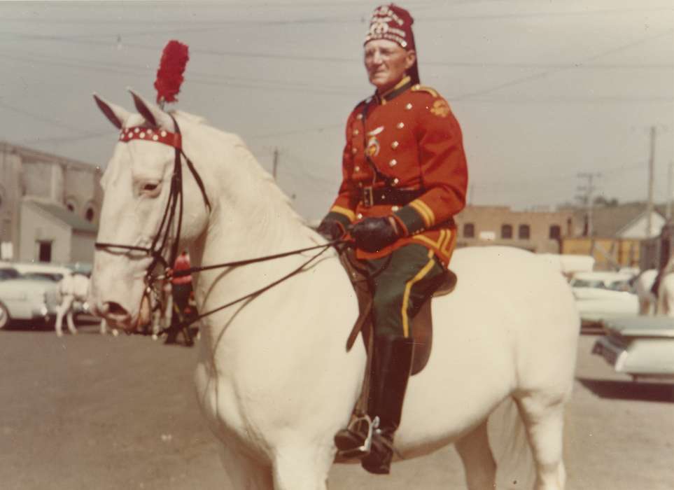 Fairs and Festivals, Mary, Buell, white horse patrol, Iowa History, Iowa, history of Iowa, Portraits - Individual, Animals, IA, uniform, horse