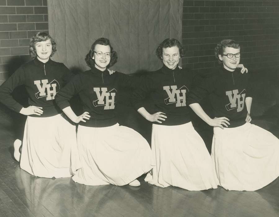 Portraits - Group, history of Iowa, Iowa History, cheerleader, high school, glasses, Van Horne, IA, Appleget, Cathy, Iowa, Schools and Education, Children