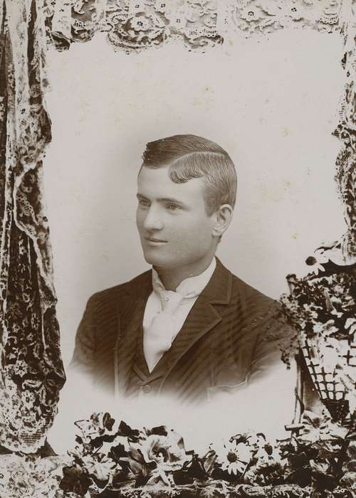 vest, stick pin, history of Iowa, Iowa History, tie, wing tip collar, man, cabinet photo, Cedar Rapids, IA, Iowa, Olsson, Ann and Jons, Portraits - Individual