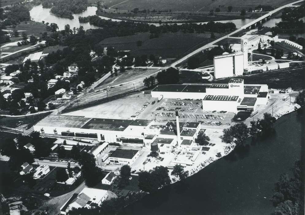 bridge, Iowa History, factory, history of Iowa, Businesses and Factories, Lakes, Rivers, and Streams, Waverly, IA, Aerial Shots, Iowa, Waverly Public Library