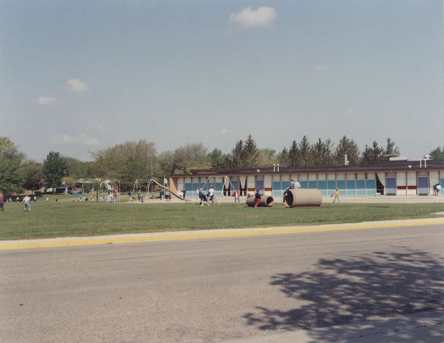 playground, history of Iowa, Iowa History, trees, Waverly, IA, student, Children, Outdoor Recreation, Schools and Education, Iowa, elementary school, Waverly Public Library