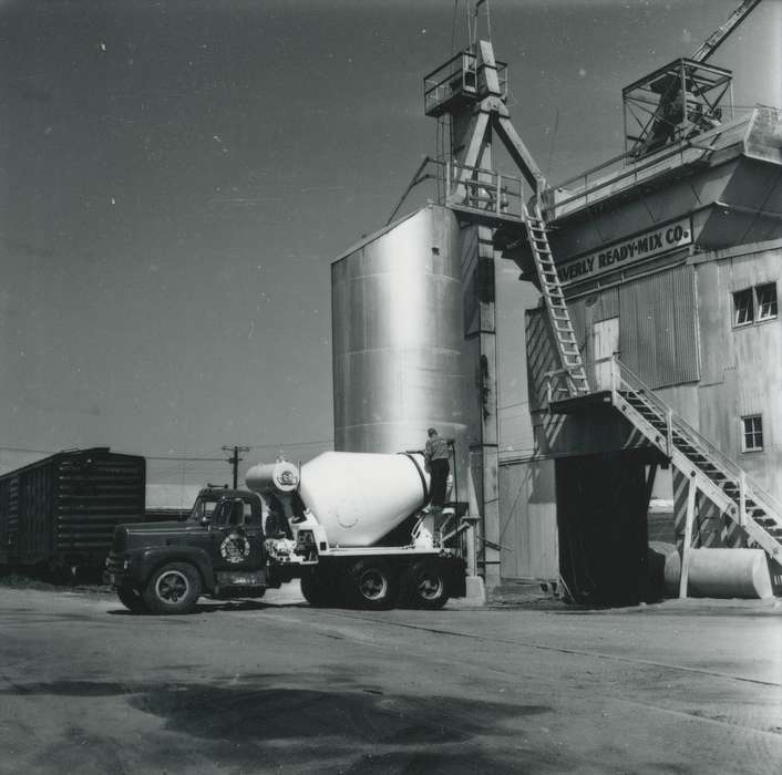 history of Iowa, silo, factory, Businesses and Factories, Waverly Public Library, Iowa, Iowa History, cement truck