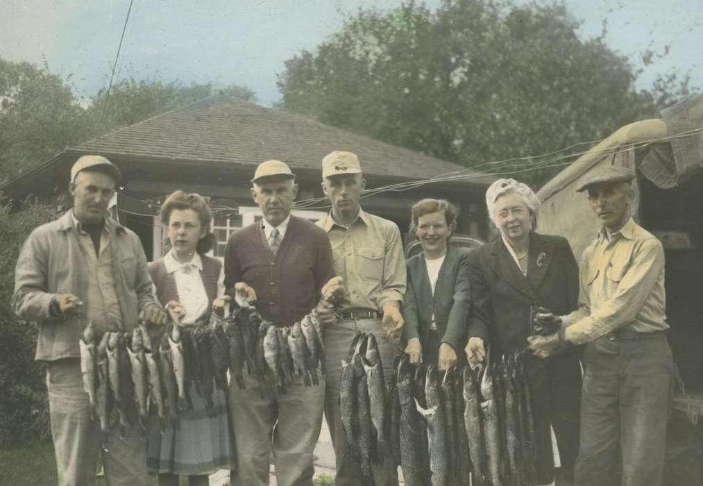 Portraits - Group, Animals, Iowa History, colorized, Iowa, McMurray, Doug, Travel, Outdoor Recreation, fishing, Longville, MN, history of Iowa, fish