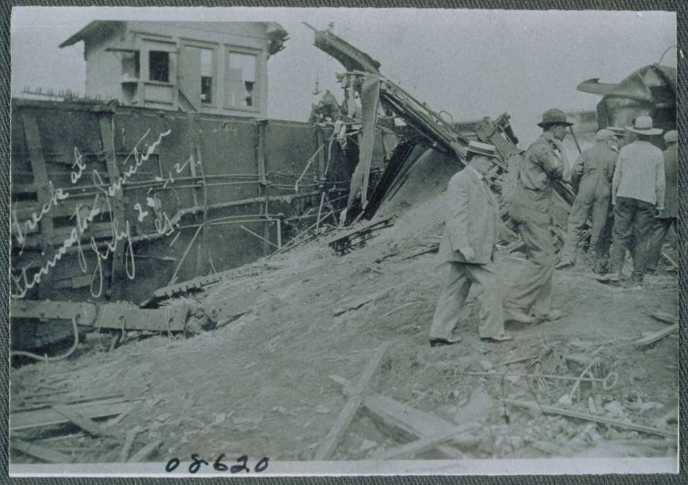 train, wreck, Archives & Special Collections, University of Connecticut Library, Iowa, Stonington, CT, history of Iowa, Iowa History