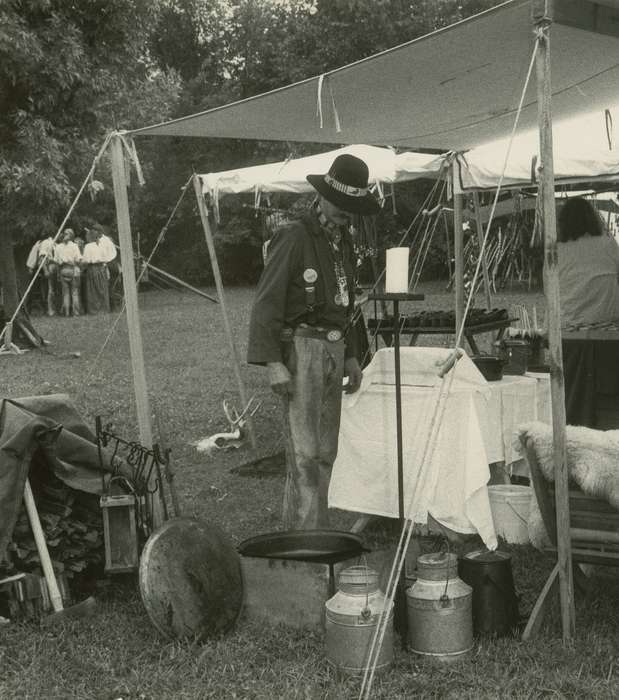 axe, skull, Fairs and Festivals, Waverly, IA, history of Iowa, stereotype of native american, costume, pot, Iowa, tent, Waverly Public Library, firewood, Iowa History, Leisure