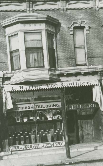 Cities and Towns, clothing store, brick building, correct date needed, Waverly Public Library, Main Streets & Town Squares, Iowa, history of Iowa, Iowa History, Businesses and Factories