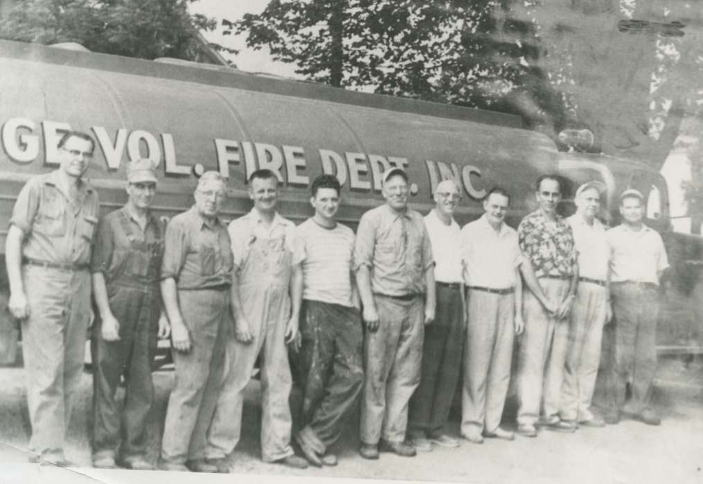 Cities and Towns, firefighter, Iowa History, Iowa, history of Iowa, fireman, Portraits - Group, Yeltman, Valerie, Eldridge, IA, Labor and Occupations