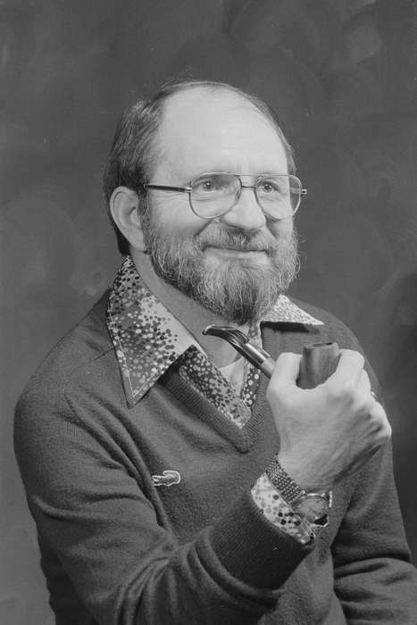 glasses, Portraits - Individual, Iowa History, Iowa, pipe, Lemberger, LeAnn, Ottumwa, IA, lacoste, history of Iowa, polo, watch, beard