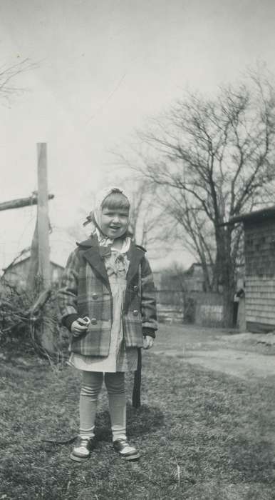 Iowa, head scarf, USA, outside, coat, Children, Portraits - Individual, kid, history of Iowa, Spilman, Jessie Cudworth, Iowa History