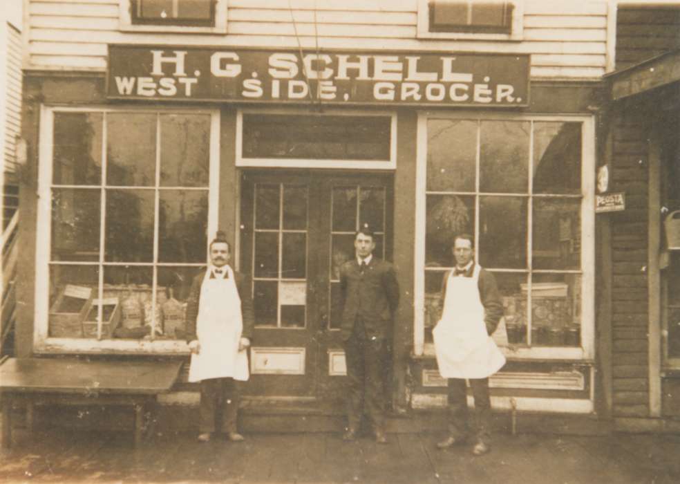 Portraits - Group, Main Streets & Town Squares, grocery store, history of Iowa, Iowa History, Businesses and Factories, Waverly, IA, Iowa, Cities and Towns, small business, people, Waverly Public Library