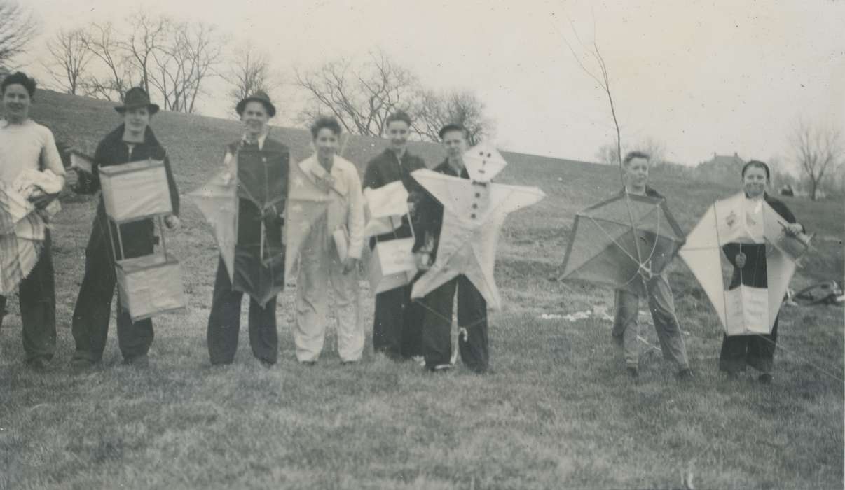 Portraits - Group, boy scouts, history of Iowa, Iowa History, Webster City, IA, Iowa, Outdoor Recreation, McMurray, Doug, kites