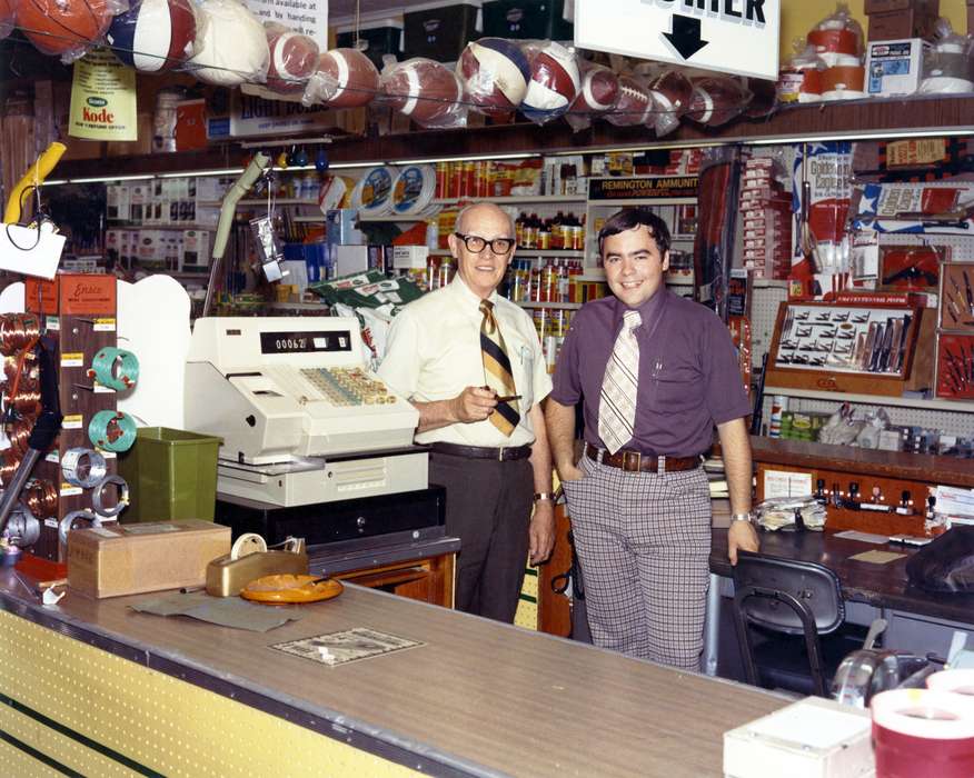 Lemberger, LeAnn, father, family business, Iowa History, store, Iowa, hardware store, Businesses and Factories, son, history of Iowa, Portraits - Group, Ottumwa, IA, Labor and Occupations