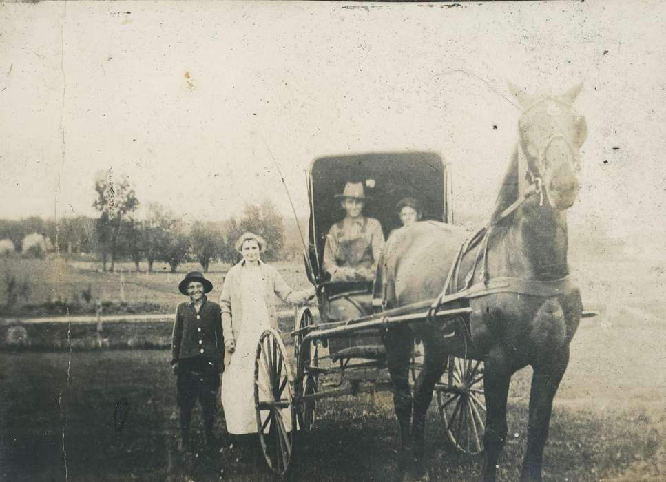 Portraits - Group, horse and buggy, Animals, Iowa History, Iowa, Families, horse, IA, Travel, Neessen, Ben, dress, Children, history of Iowa