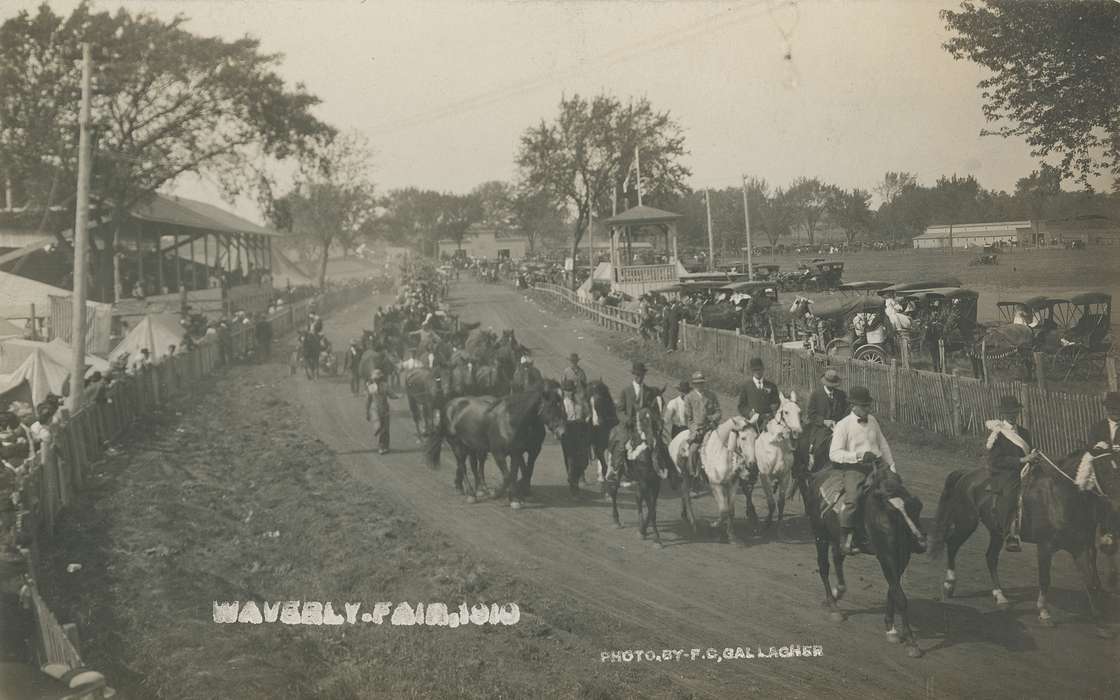 history of Iowa, hat, bow tie, Waverly Public Library, Waverly, IA, Iowa, horse, suit, tie, Iowa History, carriage, people, Animals, Fairs and Festivals