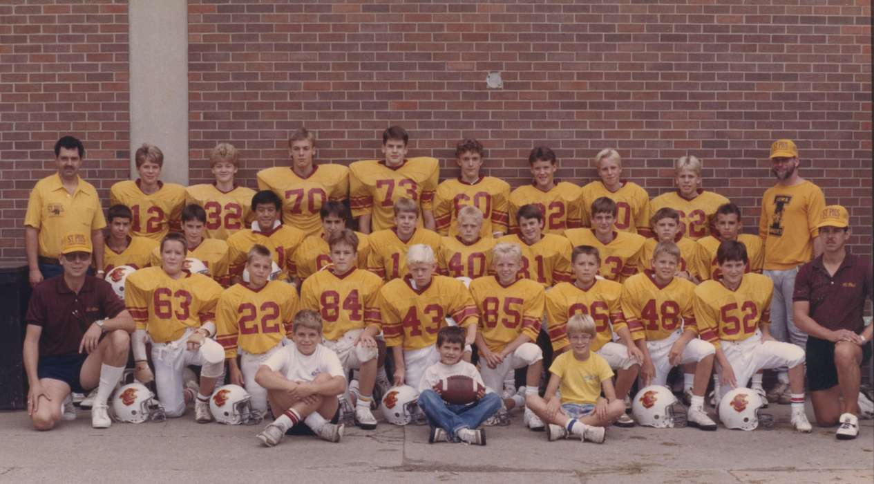 Portraits - Group, Theis, Virginia, Iowa History, football, Iowa, Schools and Education, IA, Sports, man, team, Children, boy, history of Iowa