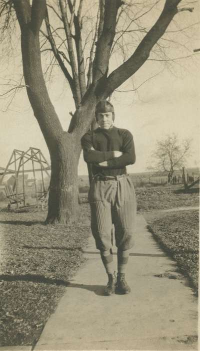 history of Iowa, Iowa History, Rossiter, Lynn, football, Sports, Iowa, USA, leather helmet, Portraits - Individual