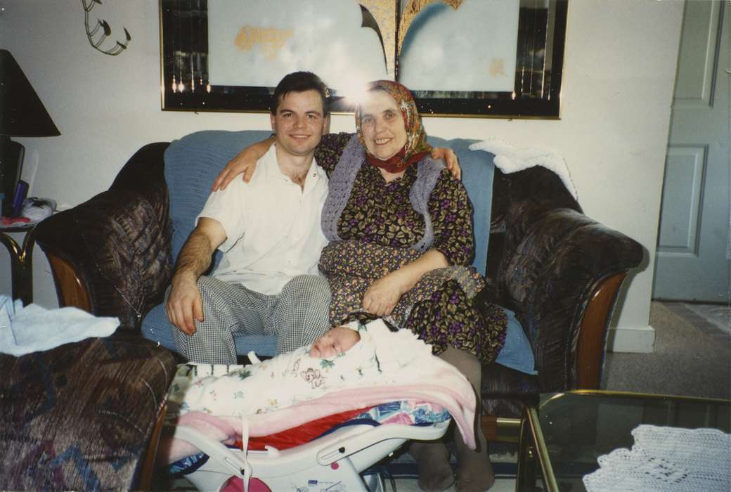 history of Iowa, Iowa History, Saliu, Becky, Families, car seat, couch, Iowa, living room, Clinton, IA, Homes, baby