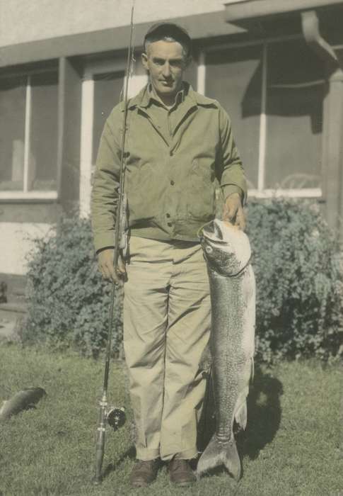 Travel, Canada, history of Iowa, colorized, McMurray, Doug, Animals, trout, Iowa, fish, Portraits - Individual, fishing pole, Iowa History, Outdoor Recreation