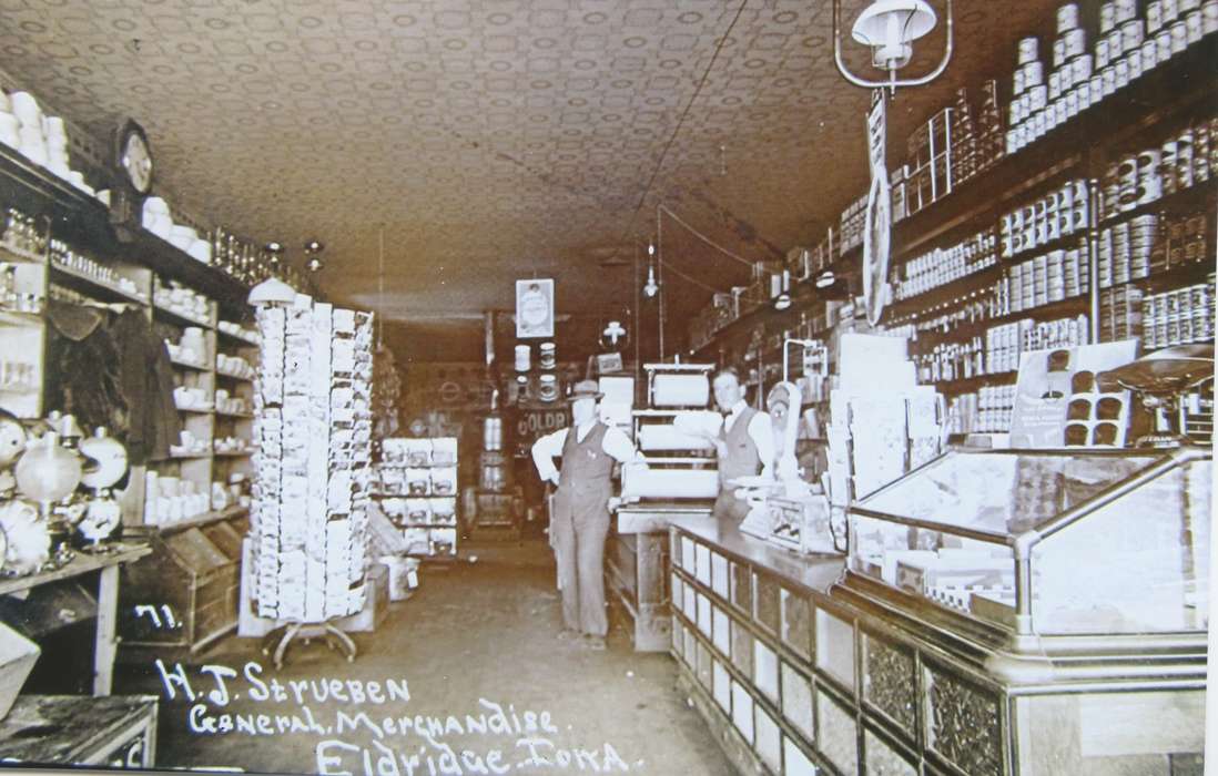 history of Iowa, Iowa History, general store, Businesses and Factories, store, Yeltman, Valerie, Iowa, Eldridge, IA, Cities and Towns, Labor and Occupations