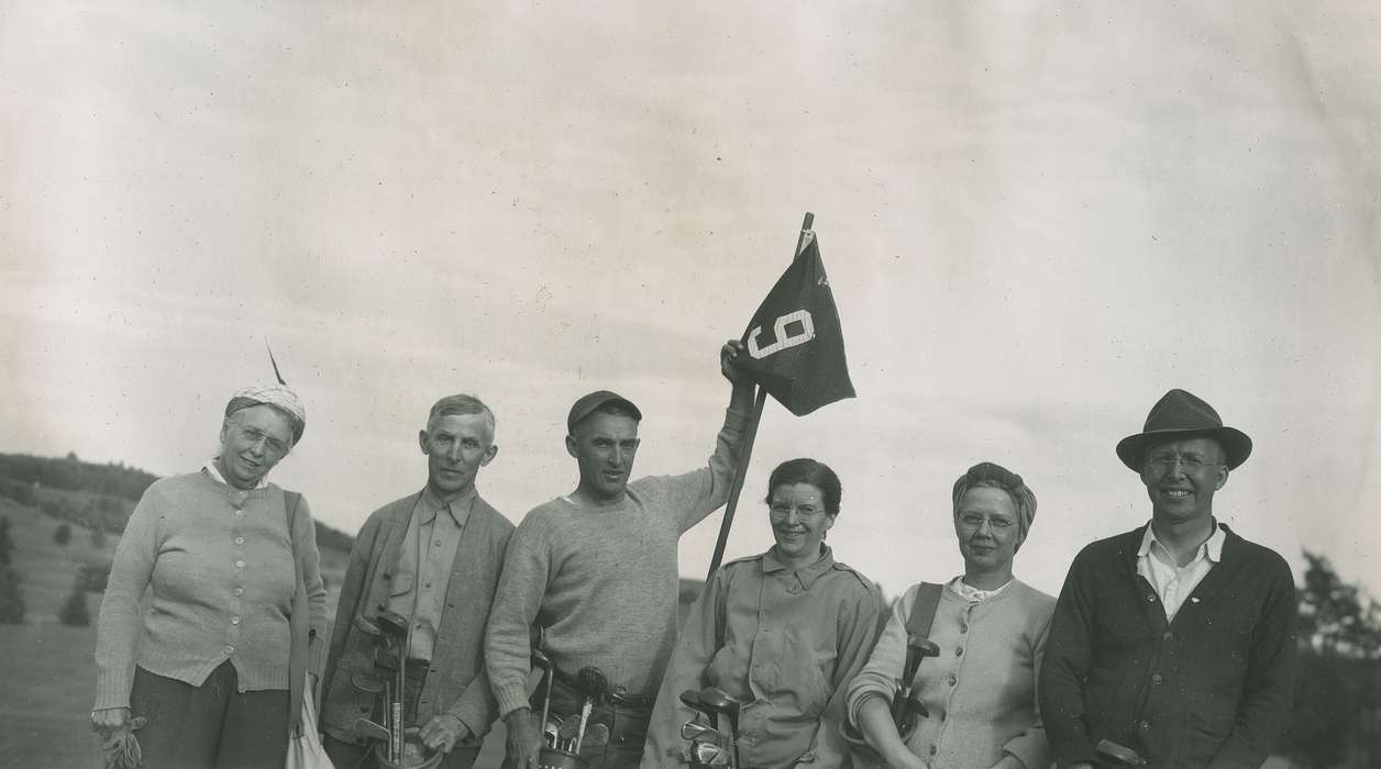 Portraits - Group, Travel, flag, golf, history of Iowa, Iowa History, golfing, Inguadona, MN, Iowa, Sports, McMurray, Doug