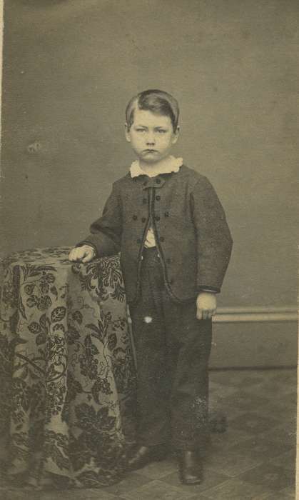 sack coat, carte de visite, boy, Iowa, child, Beliot, WI, Children, Olsson, Ann and Jons, Portraits - Individual, blouse, history of Iowa, Iowa History