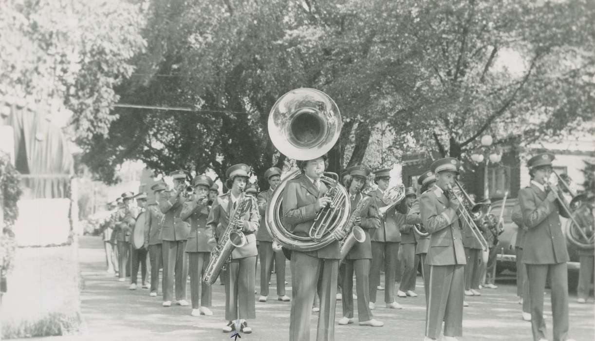 tuba, Van Horne, IA, Iowa, Appleget, Cathy, parade, trombone, band, Entertainment, music, marching band, history of Iowa, Iowa History