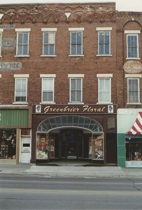 history of Iowa, Businesses and Factories, floral, Waverly, IA, Main Streets & Town Squares, Iowa, main street, Waverly Public Library, store, store front, Iowa History, Cities and Towns