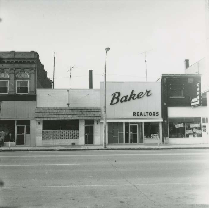 history of Iowa, Businesses and Factories, Waverly Public Library, storefront, Iowa, realtor, street, Iowa History, Cities and Towns