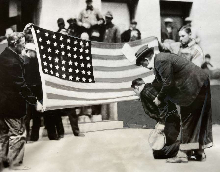 history of Iowa, Iowa History, IA, Civic Engagement, american flag, can't confirm date and or location, Iowa, Witt, Bill, correct date needed