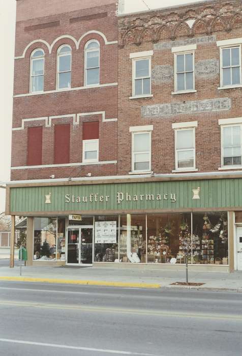 Main Streets & Town Squares, main street, pharmacy, Iowa History, history of Iowa, Businesses and Factories, store, Waverly, IA, Iowa, Cities and Towns, store front, Waverly Public Library